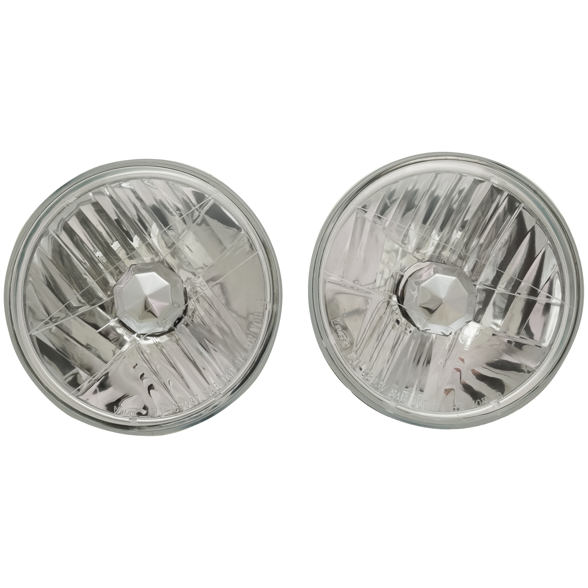 AM StyleLine Halogen Hi Lo Beam Headlight Set Composite Upgrade for H6014-7 inch includes bulbs SKU STYU9702CHL2