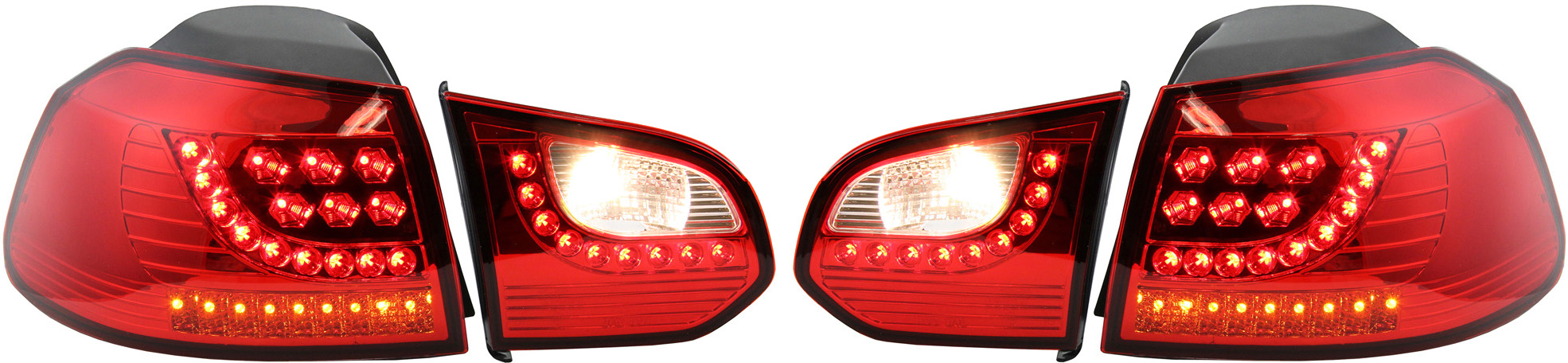 AM GOLF GTI 10-14 LED CLEAR TAIL LAMP Assembly Set RH and LH Included Chrome Red Lens SKU STYVW1014LCTL1