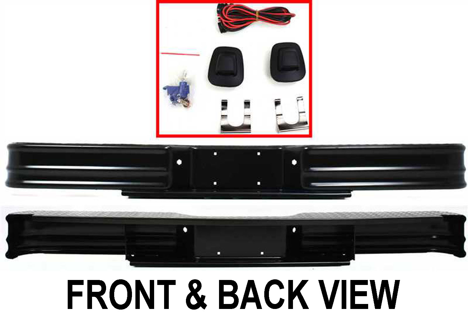 AM CHEVROLET GMC FULL SIZE P U 67-91 FORD F SERIES 67-96 STEP BUMPER FACE BAR Black Diamondstep Fleetside Styleside SKU T1220000 Partslink UN1103107
