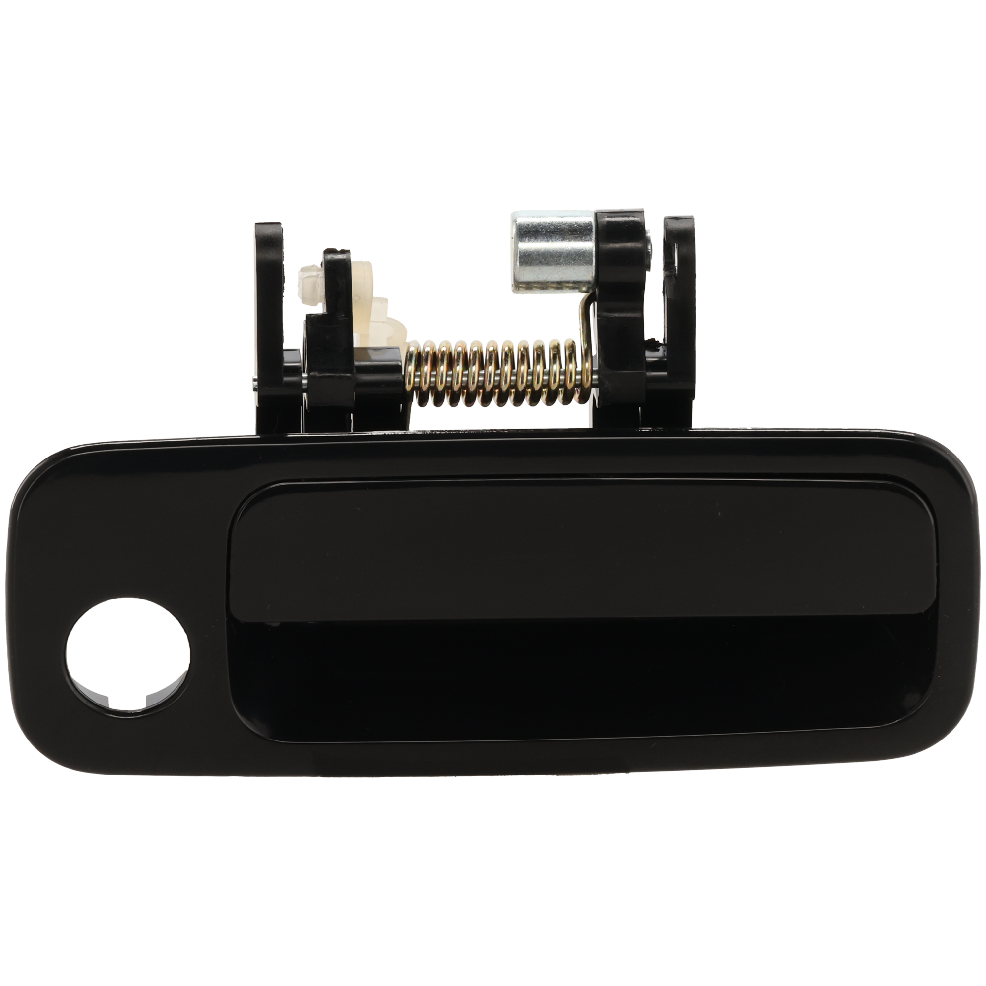AM CAMRY ES300-97-01 FRONT EXTERIOR DOOR HANDLE RH Smooth Black w Keyhole Plastic USA Built SKU T462114 Partslink TO1311114 OEM 69210AA010