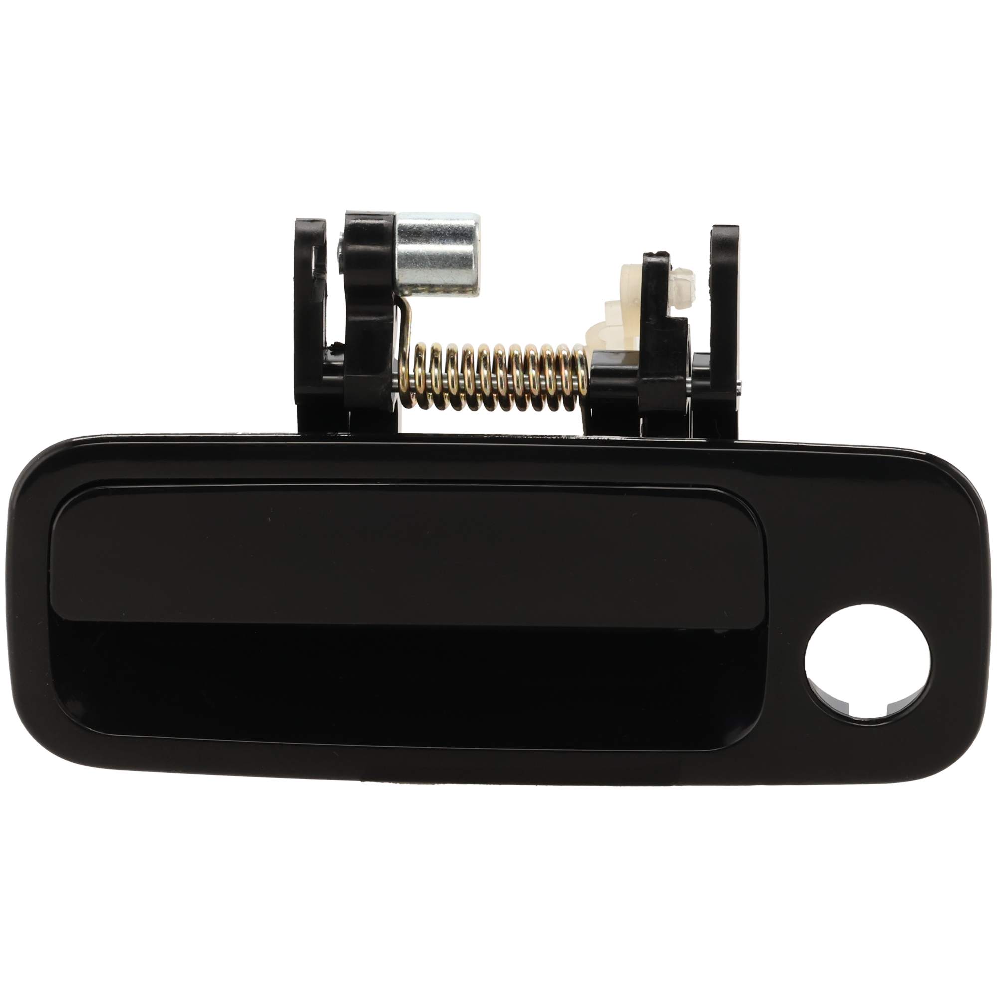 AM CAMRY ES300-97-01 FRONT EXTERIOR DOOR HANDLE LH Smooth Black w Keyhole Plastic USA Built SKU T462115 Partslink TO1310114 OEM 69220AA010