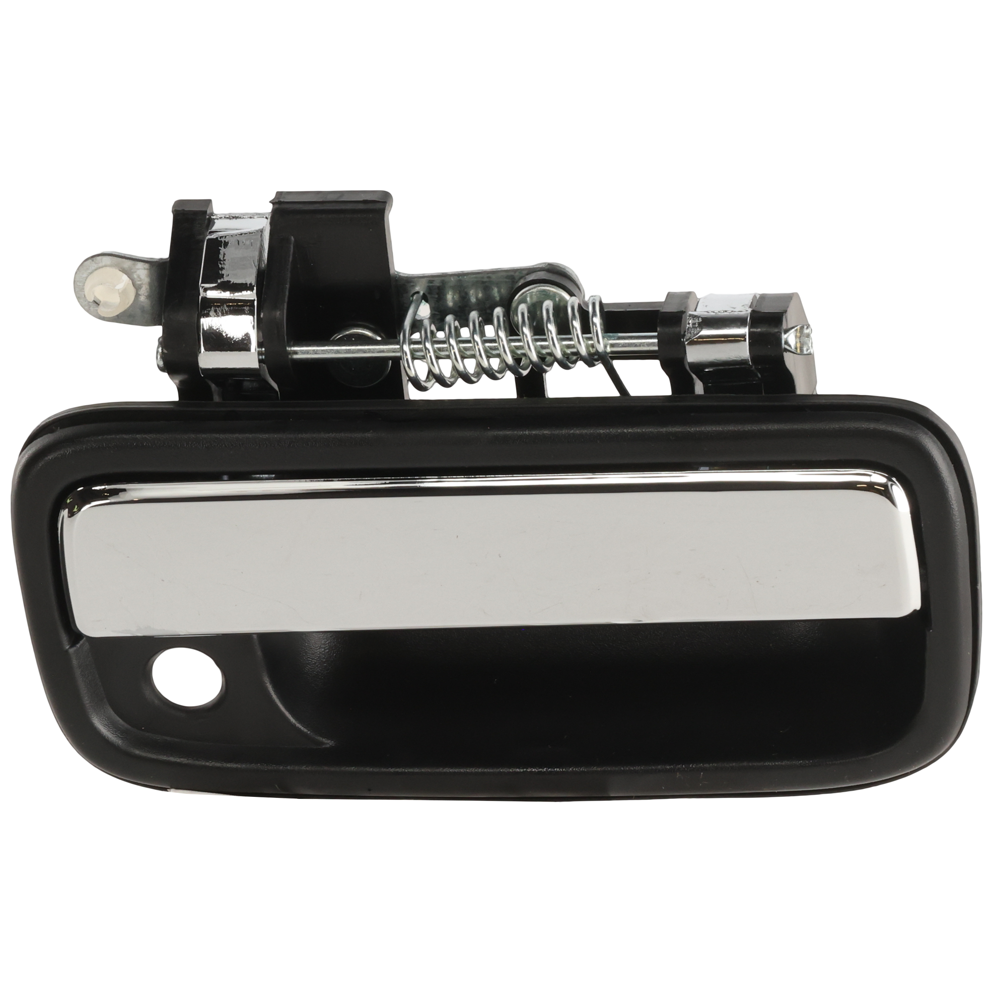 AM TACOMA 95-04 FRONT EXTERIOR DOOR HANDLE RH Textured Black+Chrome Lever w Keyhole SKU T462137 Partslink TO1311123 OEM 6921035030