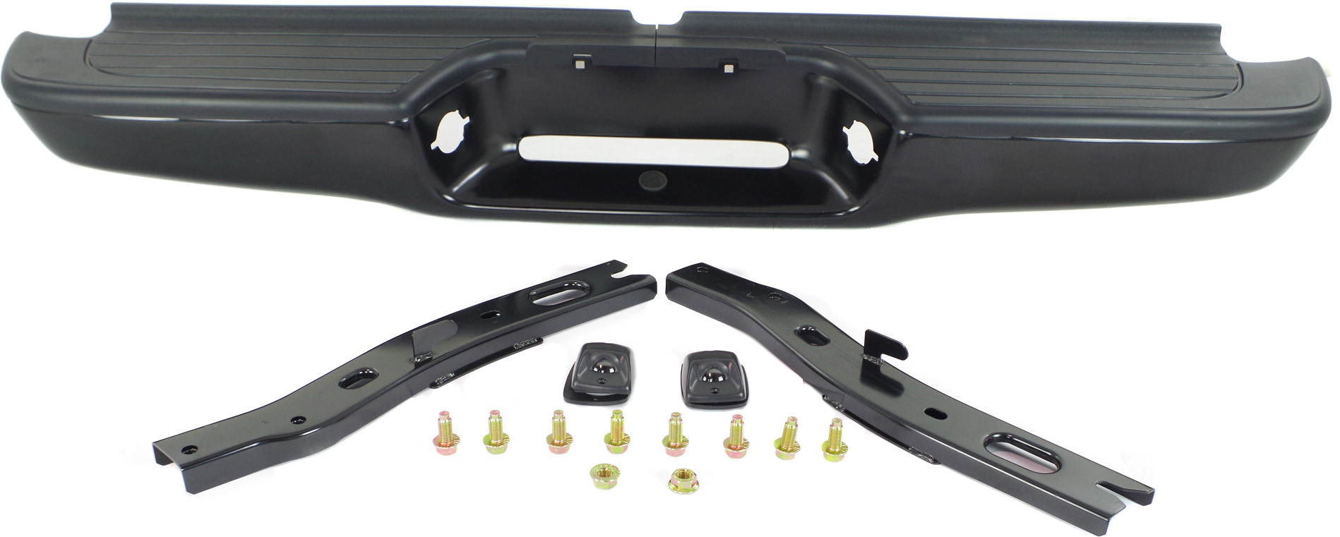 AM TACOMA 95-04 STEP BUMPER FACE BAR AND PAD w Pad Provision w Mounting Bracket Painted Black Fleetside All Cab Types w Mounting Bracket SKU T823901 Partslink TO1102251 OEM 002283598201