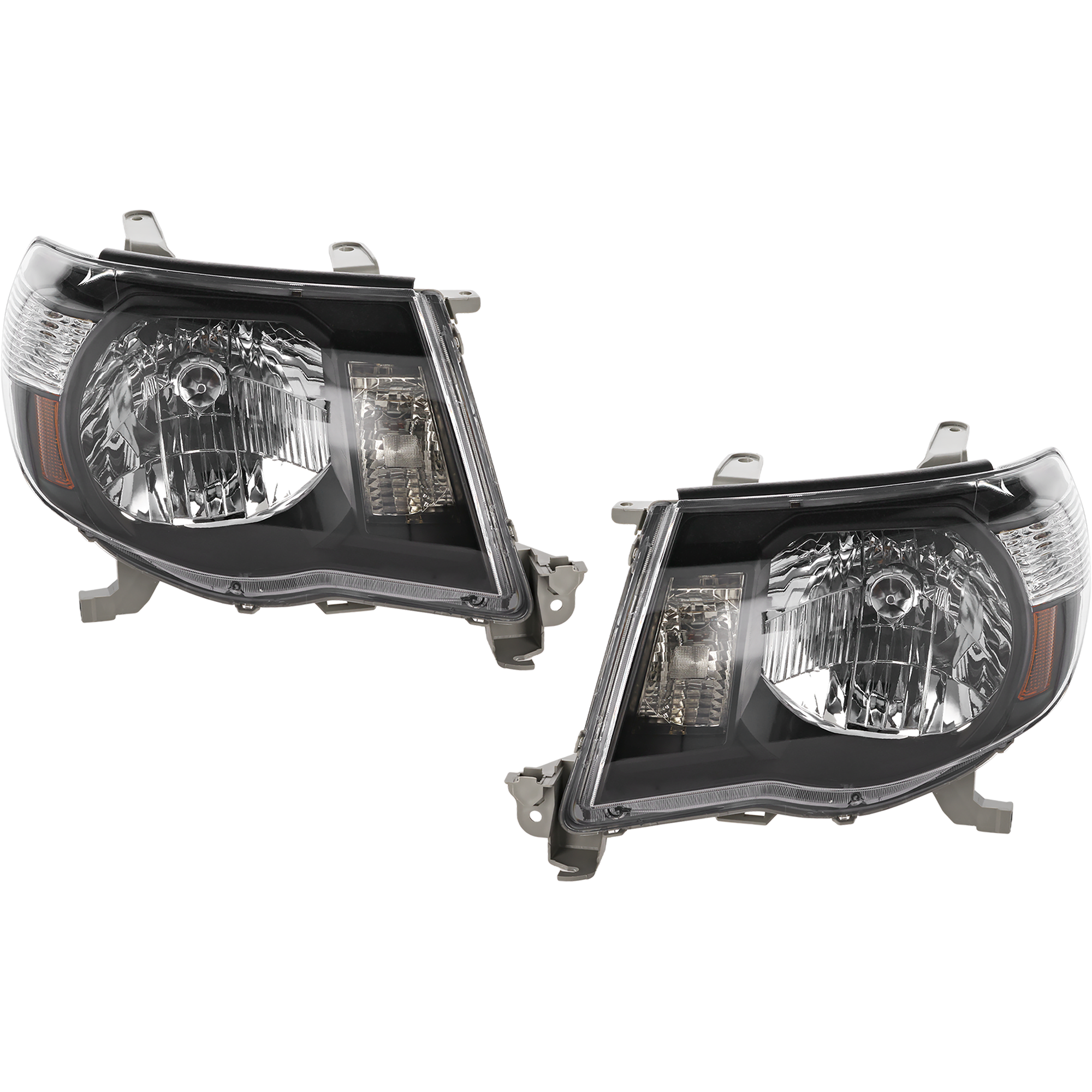AM TACOMA 05-11 CLEAR HEAD LAMP RH AND LH Lens and Housing Black Interior SKU TY0508CHL Partslink TO2505117 OEM Performance