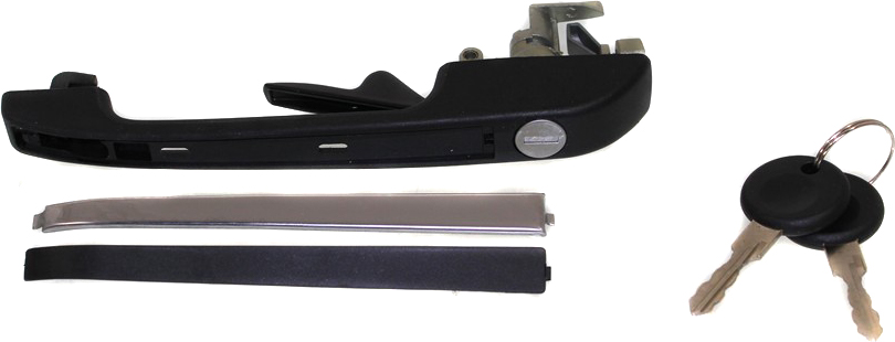 AM RABBIT 79-83 JETTA 85-92 FRONT EXTERIOR DOOR HANDLE LH Textured Black w Chrome Trim w Keyhole Includes 2 Keys SKU V462102 Partslink VW1310102 OEM 191837205A 191837205C