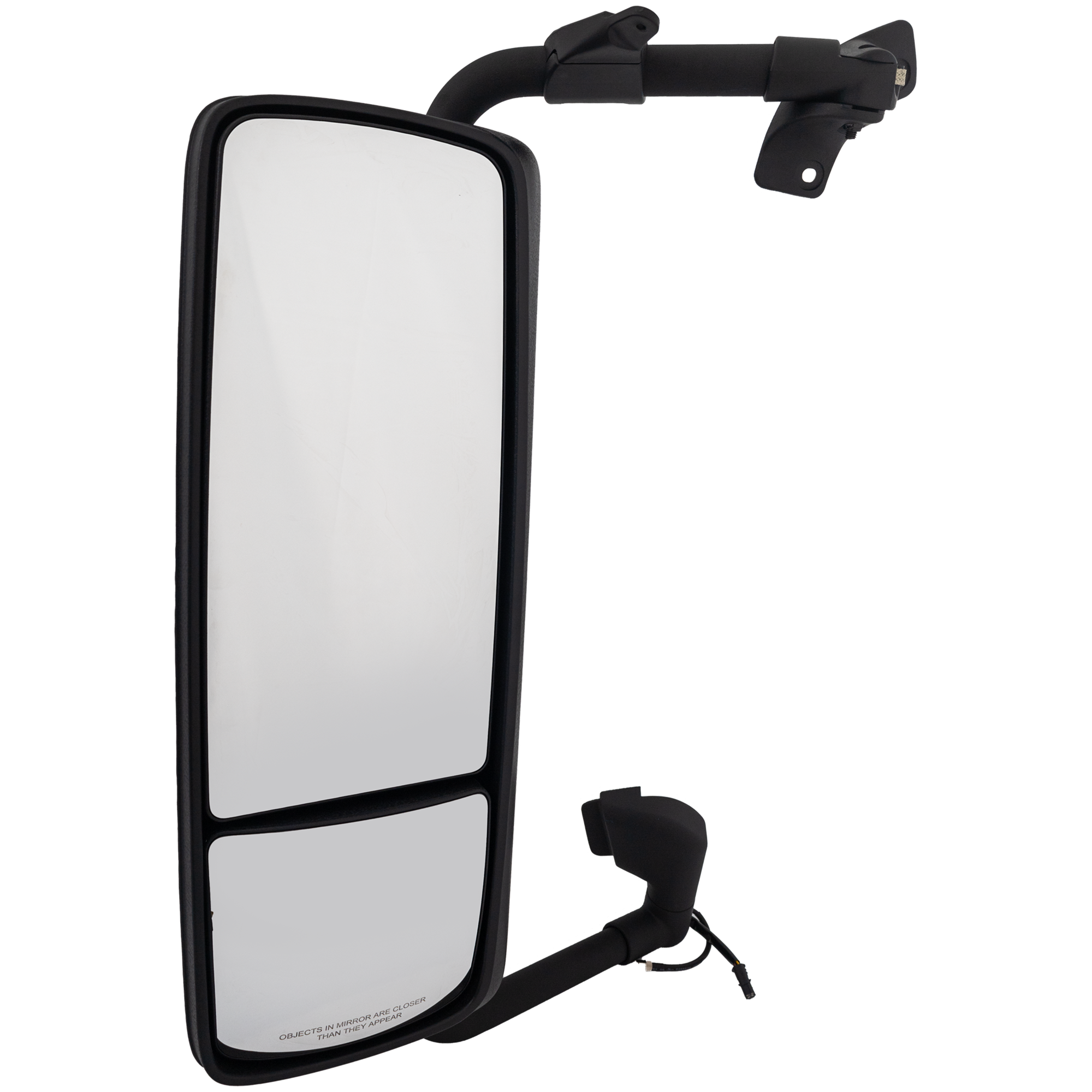 AM VOLVO VNL 04-22 MIRROR LH Power Upper Manual Adjust Lower Non Folding Heated Chrome w Arm No Signal Light Redesign SKU VL50EL HD OEM Heavy Duty