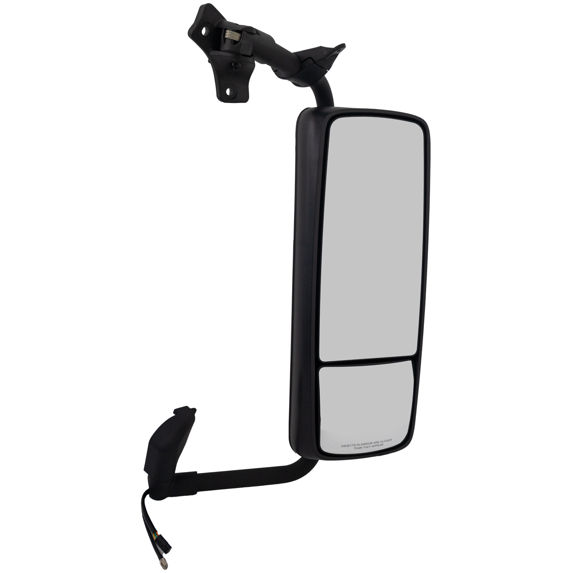 AM VOLVO VNL 04-22 MIRROR RH Power Upper Manual Adjust Lower Non Folding Heated Chrome w Arm No Signal Light Redesign SKU VL50ER HD OEM Heavy Duty