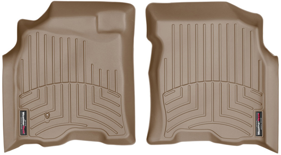 AM Front FloorLiner Tan 2004-2006 Toyota Tundra Double Cab Bench seat truck requires trim marked on part SKU W24450301