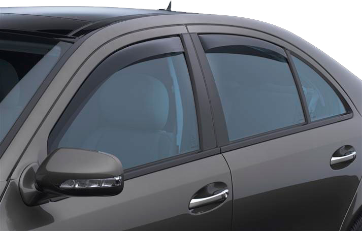 AM Front Rear Side Window Deflectors Color: Dark Smoke 2003-2009 Mercedes Benz E320 Sedan SKU W2482202