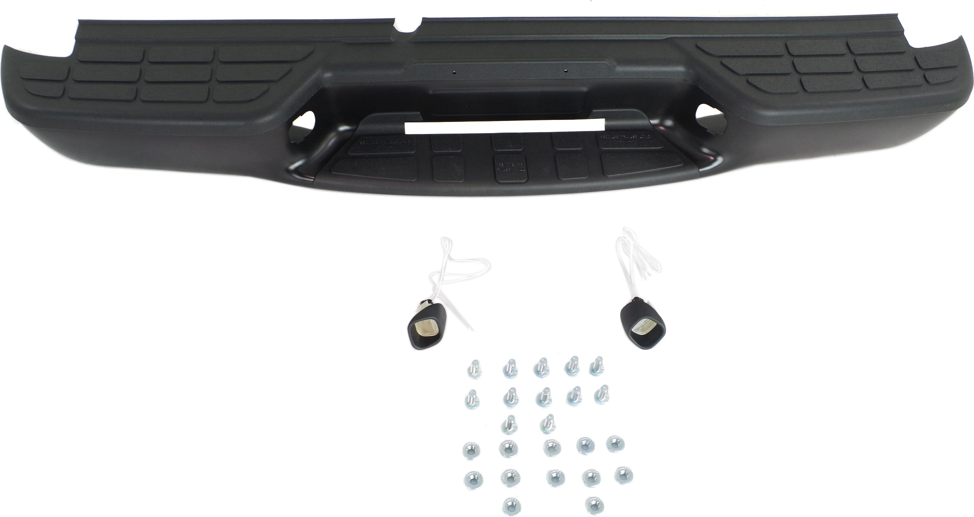 AM S10 PICKUP 98-04 STEP BUMPER FACE BAR AND PAD w Pad Provision w o Mounting Bracket Powdercoated Black Fleetside SKU WE 32007 Partslink GM1101103 OEM 12343436