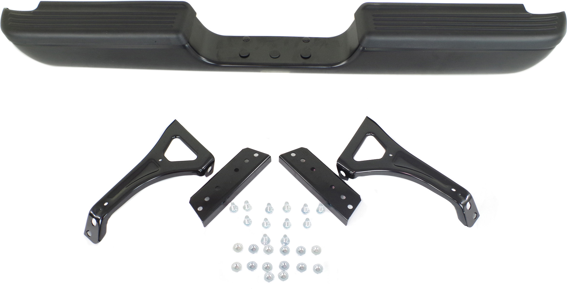 AM RAM 1500-94-01-2500-3500-94-02 STEP BUMPER FACE BAR AND PAD w Pad Provision w o Mounting Bracket Powdercoated Black Fleetside SKU WE 38005 Partslink CH1102332 OEM 5073624AA PFM