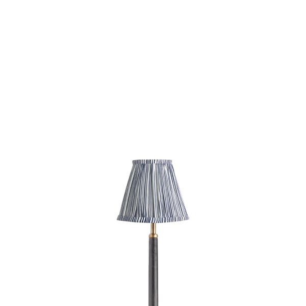 6 inch empire clip on shade in navy candy stripe block printed cotton
