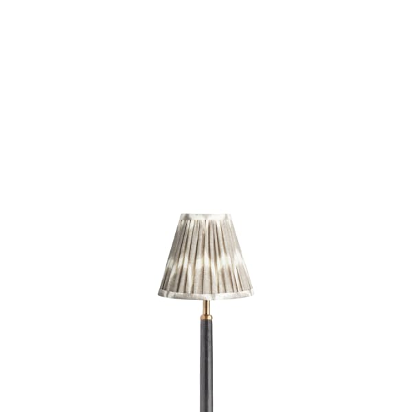 6 inch empire clip on shade in yoda ikat printed gray linen