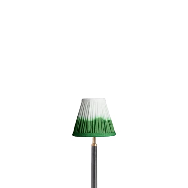 6 inch empire clip on shade in green shibori linen