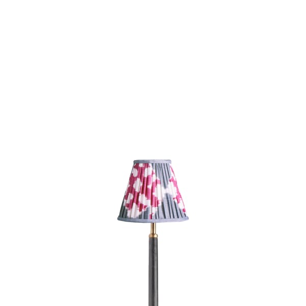6 inch empire clip on shade in darjee ikat pink and pewter silk