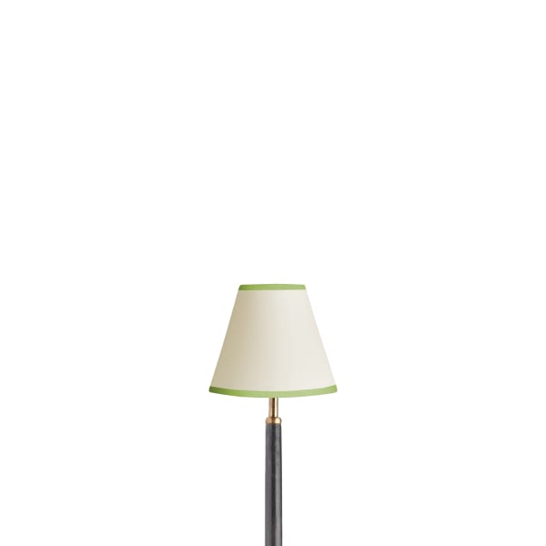 6 inch empire clip on shade in top n tail cream card with classic green tape
