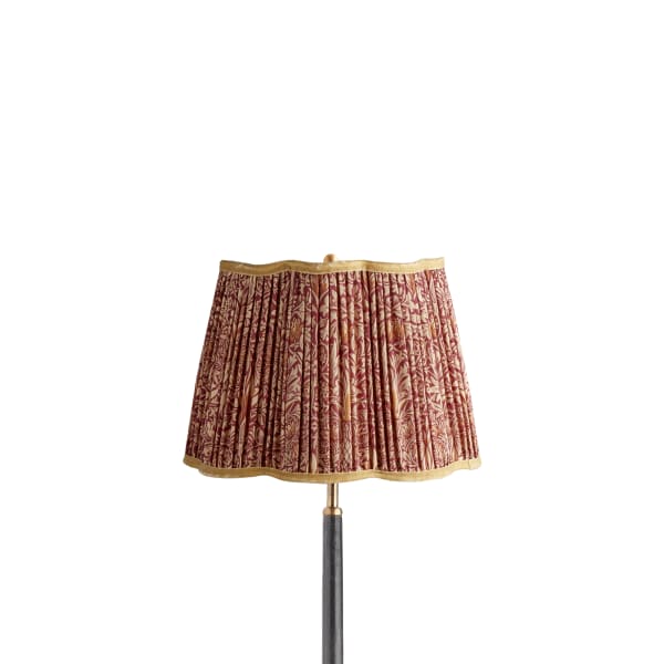 12 inch scalloped straight empire shade in claret & gold silk snakeshead by morris & co