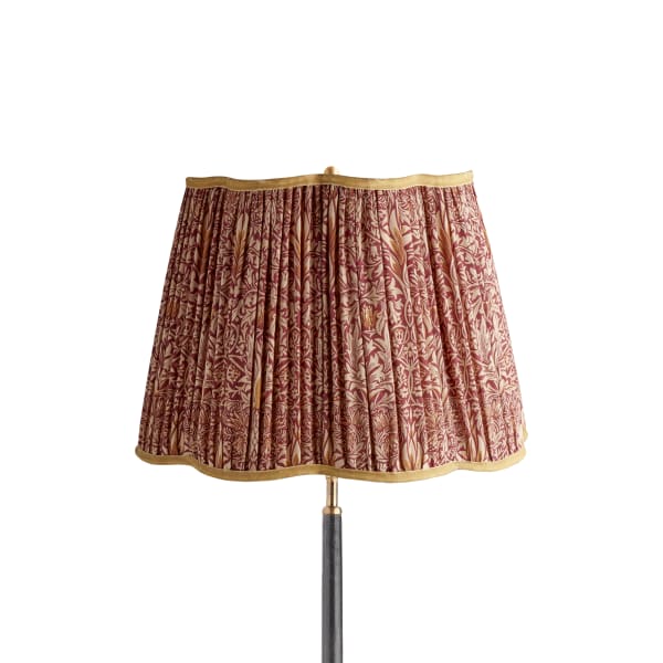 16 inch scalloped straight empire shade in claret & gold silk snakeshead by morris & co