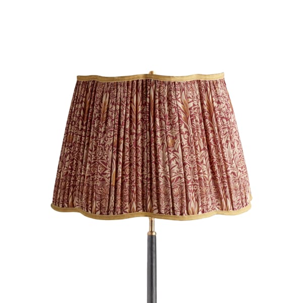 18 inch scalloped straight empire shade in claret & gold silk snakeshead by morris & co