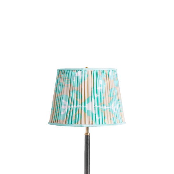 12 inch straight empire shade in koyari ikat turquoise and ecru silk