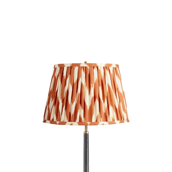 14 inch straight empire shade in ikat printed zig-zag orange linen