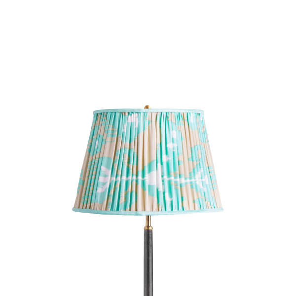 14 inch straight empire shade in koyari ikat turquoise and ecru silk