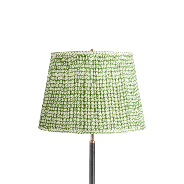 16 inch straight empire shade in green block printed cotton