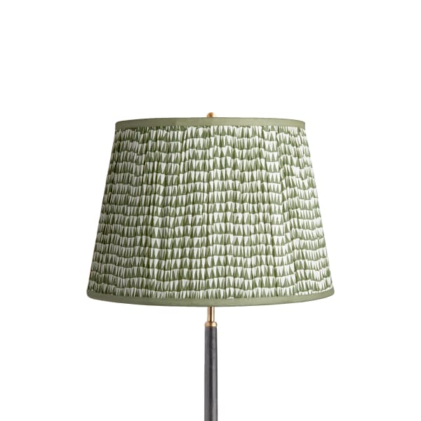 16 inch straight empire shade in savannah green block printed cotton