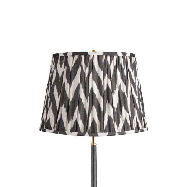 16 inch straight empire shade in ikat printed zig-zag black linen