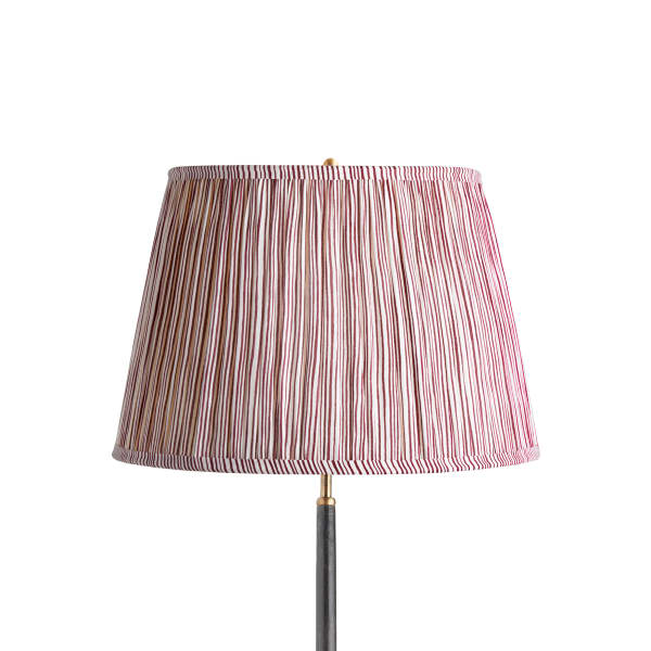 18 inch straight empire shade in ruby candy stripe block printed cotton