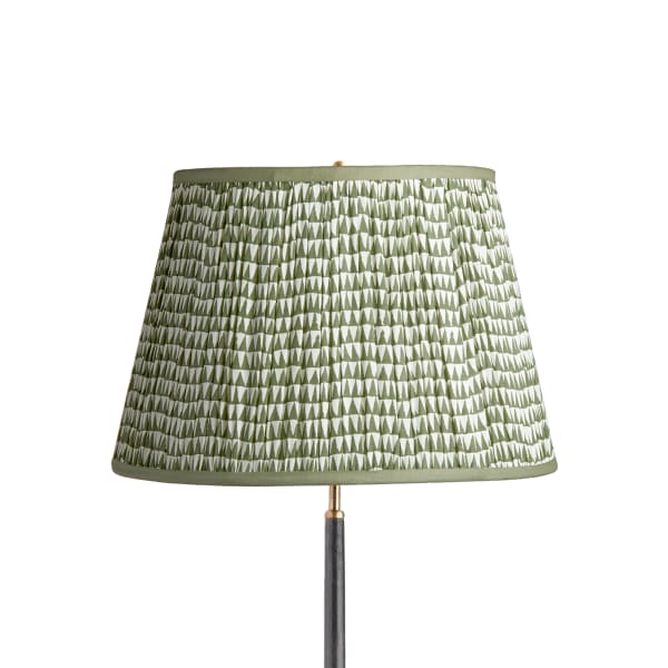 18 inch straight empire shade in savannah green block printed cotton