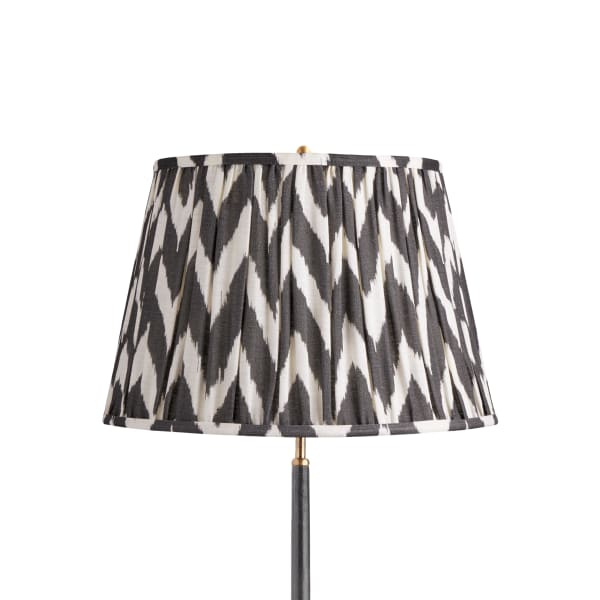 18 inch straight empire shade in ikat printed zig-zag black linen