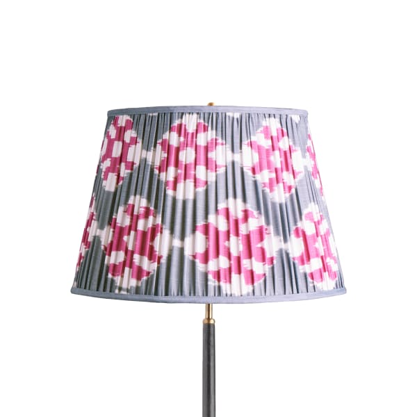 18 inch straight empire shade in darjee ikat pink and pewter silk