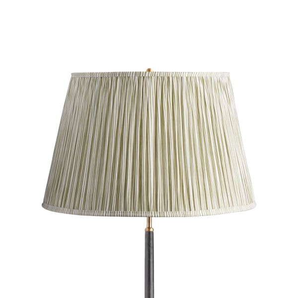 20 inch straight empire shade in green candy stripe block printed cotton