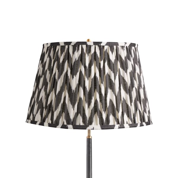 20 inch straight empire shade in ikat printed zig-zag black linen