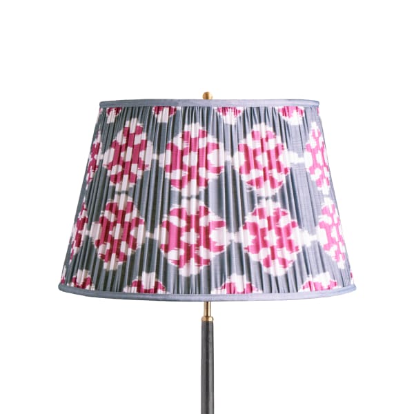 20 inch straight empire shade in darjee ikat pink and pewter silk