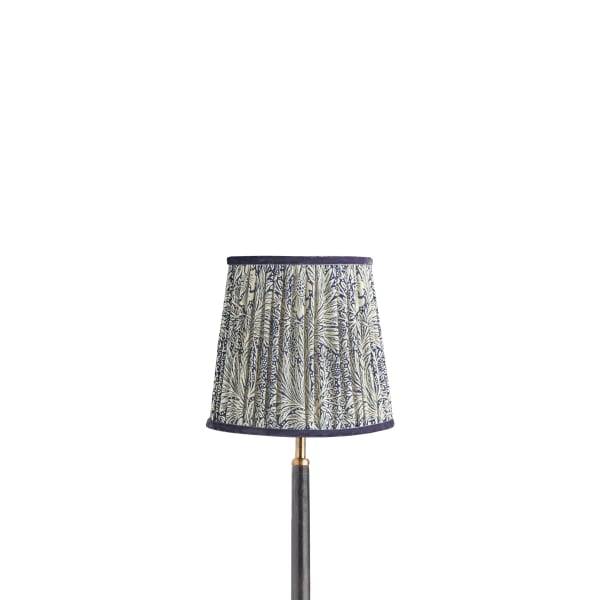 8 inch tall tapered shade in indigo marigold linen by morris & co
