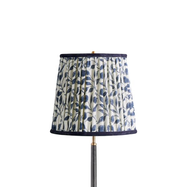 12 inch tall tapered shade in indigo rosehip linen by morris & co