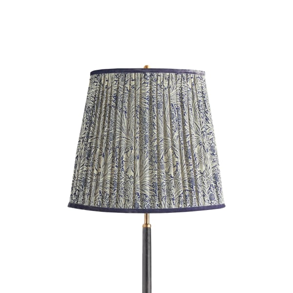 14 inch tall tapered shade in indigo marigold linen by morris & co