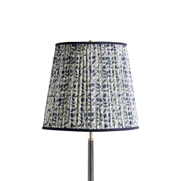 14 inch tall tapered shade in indigo rosehip linen by morris & co