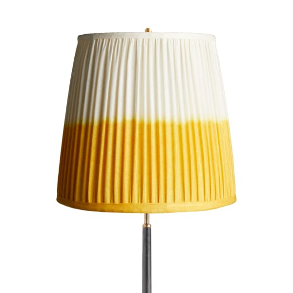 16 inch tall tapered shade in yellow shibori linen