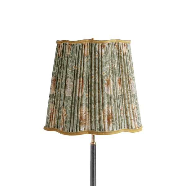 14 inch scalloped tall tapered shade in bayleaf & manilla silk pimpernel by morris & co