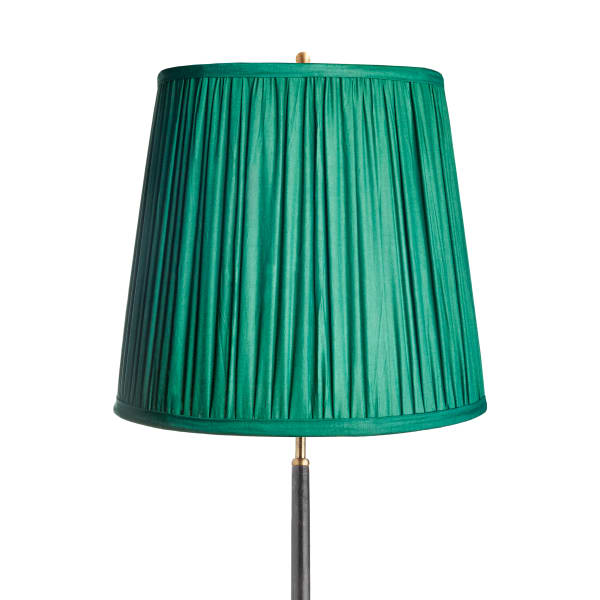 16 inch tall tapered shade in pleated jade taj silk