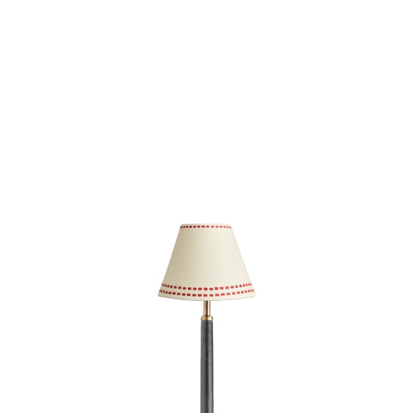 6 inch empire shade for cordless lamps in scarlet tracks hand painted card