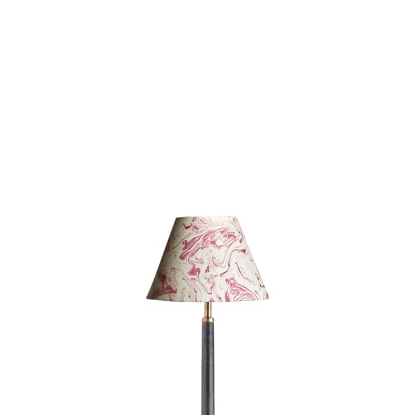 8 inch empire shade for cordless lamps in red tanaro hand made marbled paper