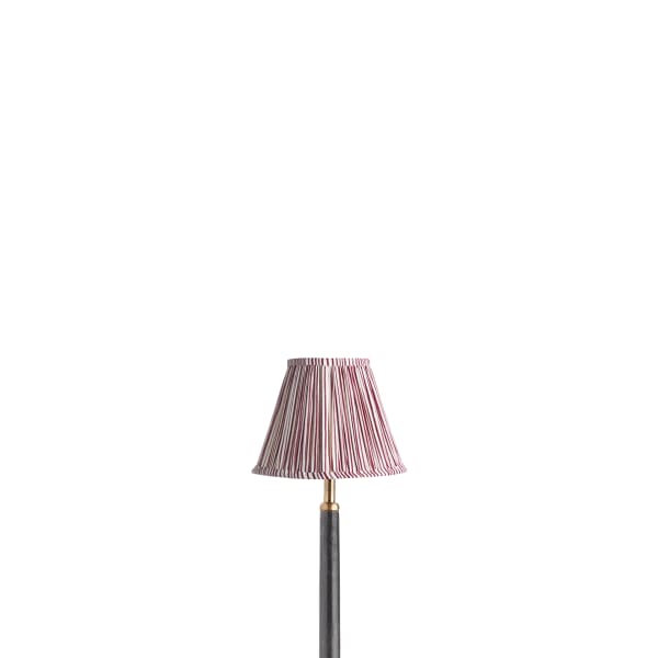 6 inch empire shade for cordless lamps in ruby candy stripe block printed cotton