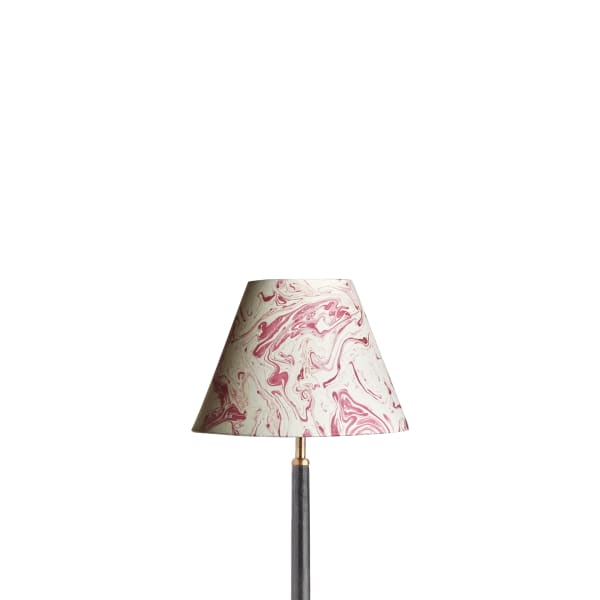 10 inch empire shade for cordless lamps in hand made marbled paper in red tanaro