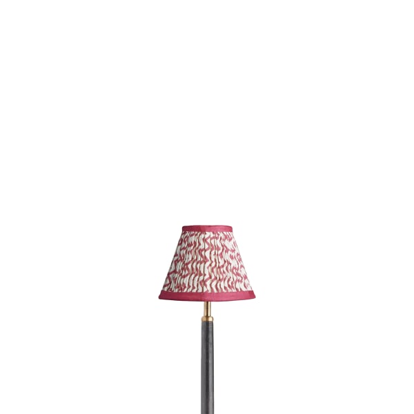 6 inch empire shade for cordless lamps in crimson chevrons with crimson tape