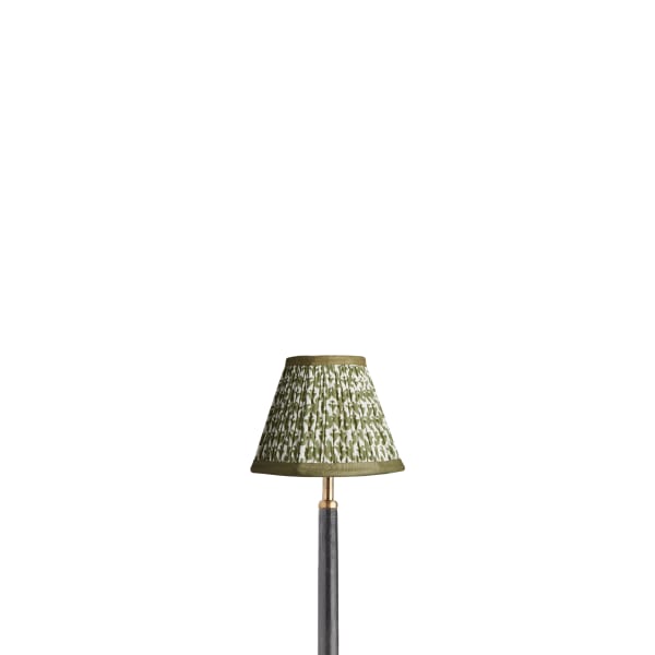 6 inch empire shade for cordless lamps in temple green block printed cotton