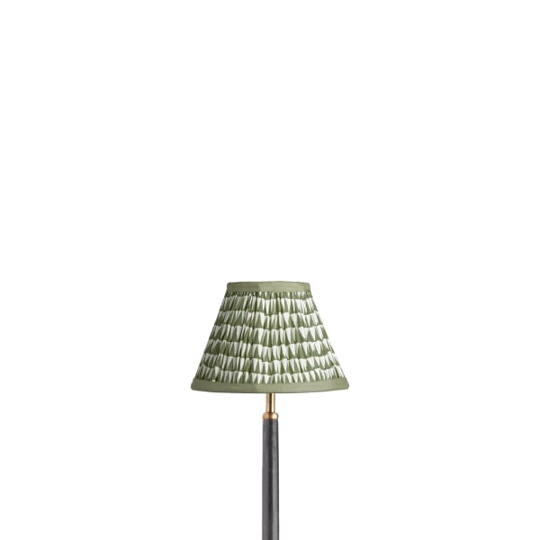 8 inch empire shade for cordless lamps in savannah green block printed cotton